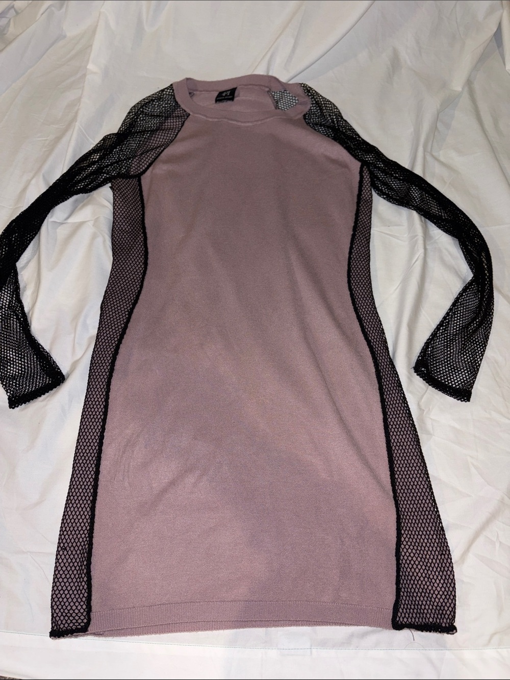 Derek Heart Dusty Mauve Bodycon Dress with Black Mesh